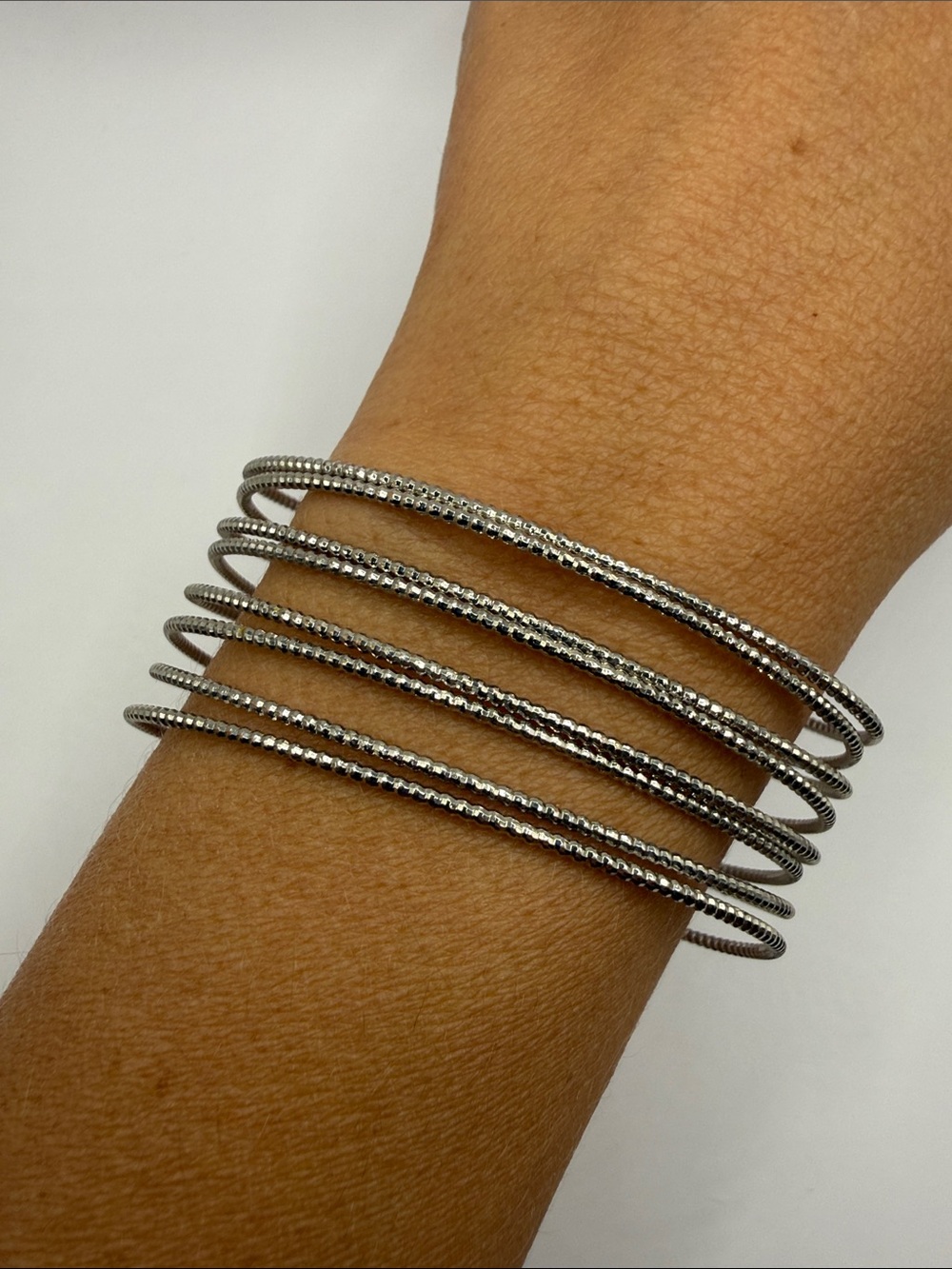 Vintage Silver Tone Wire Large Bangle Cuff Statement Bracelet